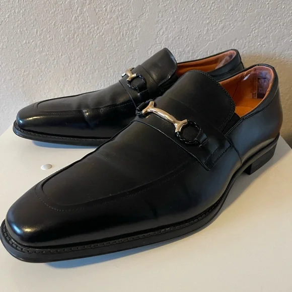 Stacy Adams, Mens Black Pierce Moe Toe Slip On Penny Loafer, Size 14M Excellent - Picture 7 of 11